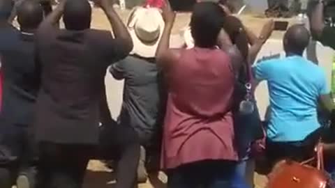 Man floating in a black magic ritual in Africa