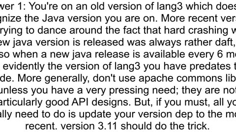 How to fix NullPointerException quotorgapachecommonslang3SystemUtilsJAVA_SPECIFICATION_VERSION_AS_E