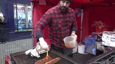 Huge Sandwiches With Ribs and Pulled Meat. Yummy Street Food of London