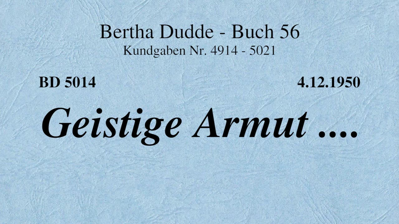 BD 5014 - GEISTIGE ARMUT ....