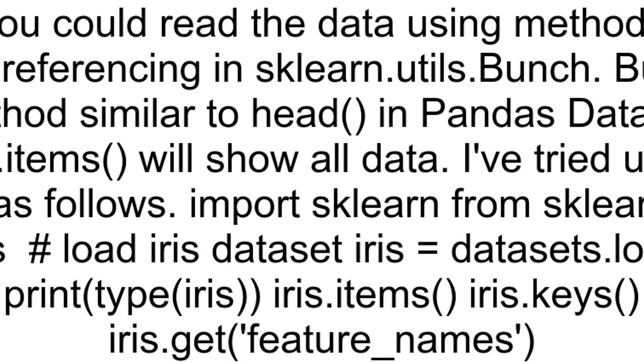 how to displayview sklearnutilsBunch data set