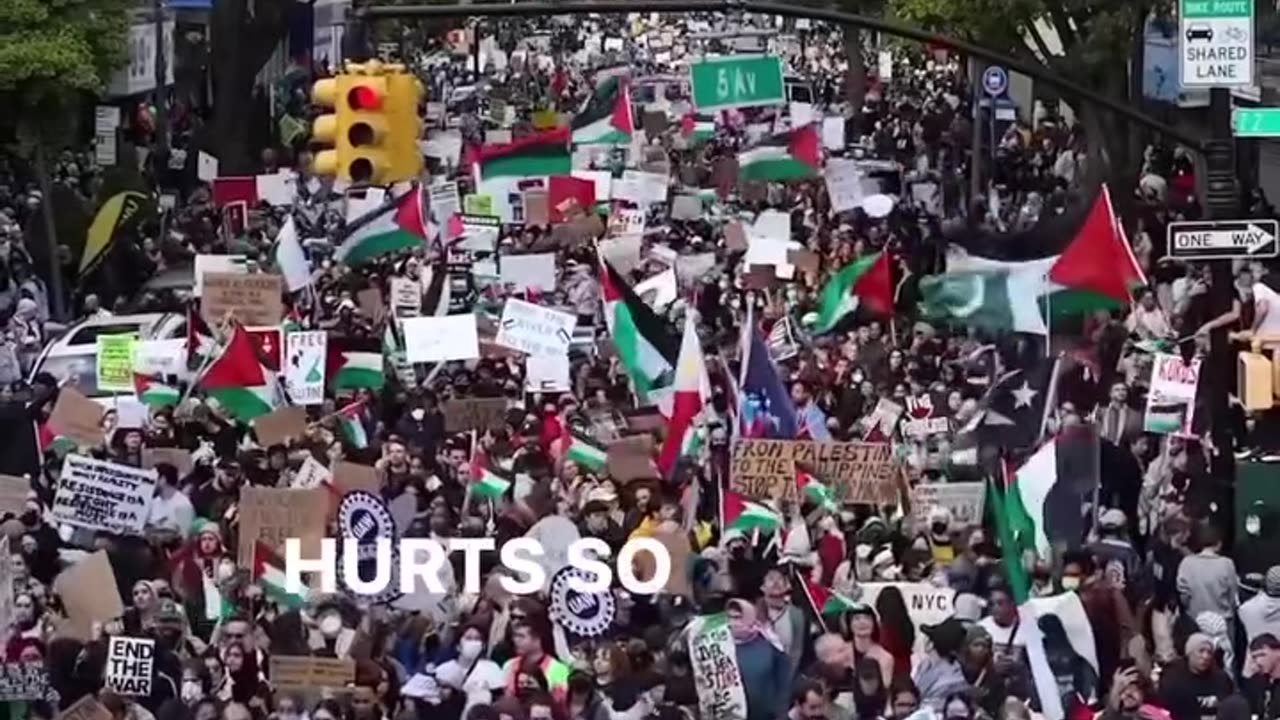 NEW YORK CITY IS PROTEST PEOPLE COME AGAINST GENOCIDE OF PALESTINIANS