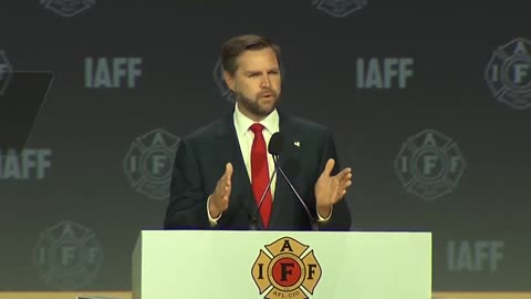 JD Vance tells a story of Firefighters Conference of how firefighters saved his mother's life