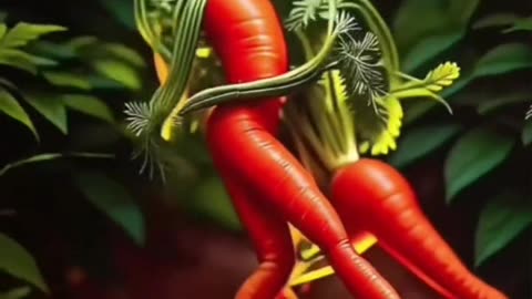 "Two carrots, one rhythm, endless fun! 🥕💃🕺#NatureGroove #CarrotDance #VeggieVibes #DancingInNature"