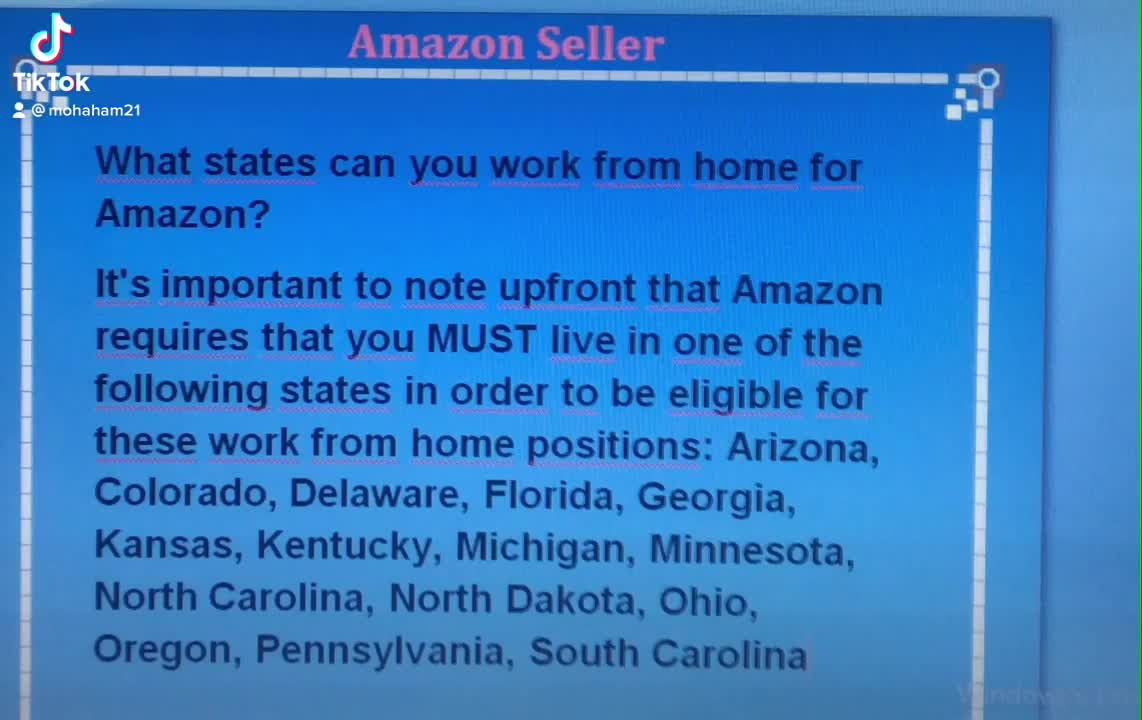 What states can you work from home for Amazon?