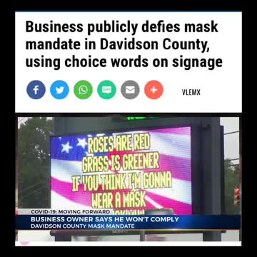 Business publicly defies mask mandate in Davidson County, using choice words on signage