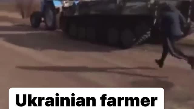 Ukrainian farmer steals Russian tank with his tractor 🤣🤣🤣, Russia vs Ukraine 2022