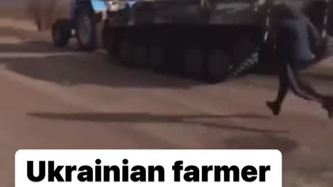 Ukrainian farmer steals Russian tank with his tractor 🤣🤣🤣, Russia vs Ukraine 2022