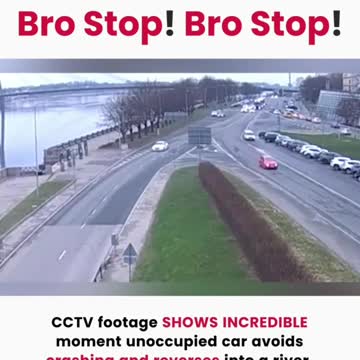 CCTV footage unoccupied car reverse on it own avoiding other cars