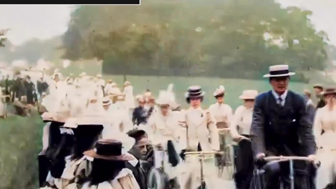 Ladies cycling display in the summer of 1899 in London