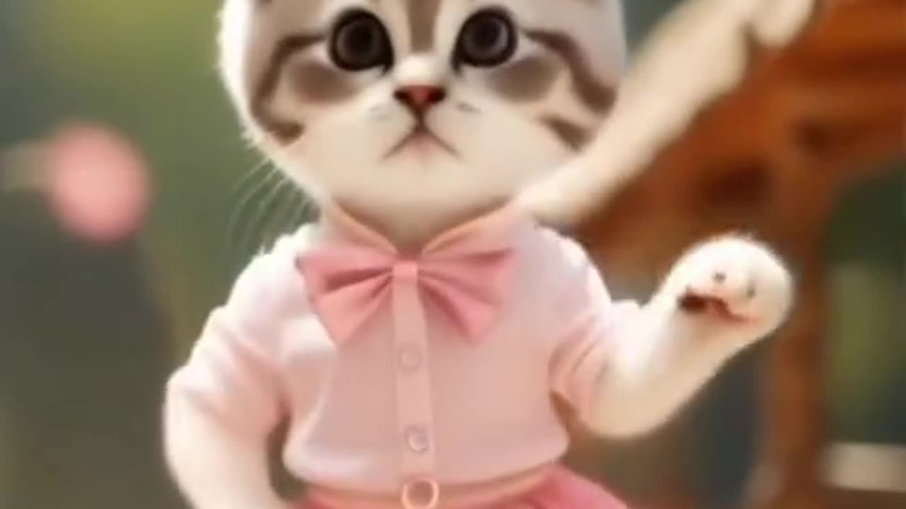 Beautiful cat dance when she was happy