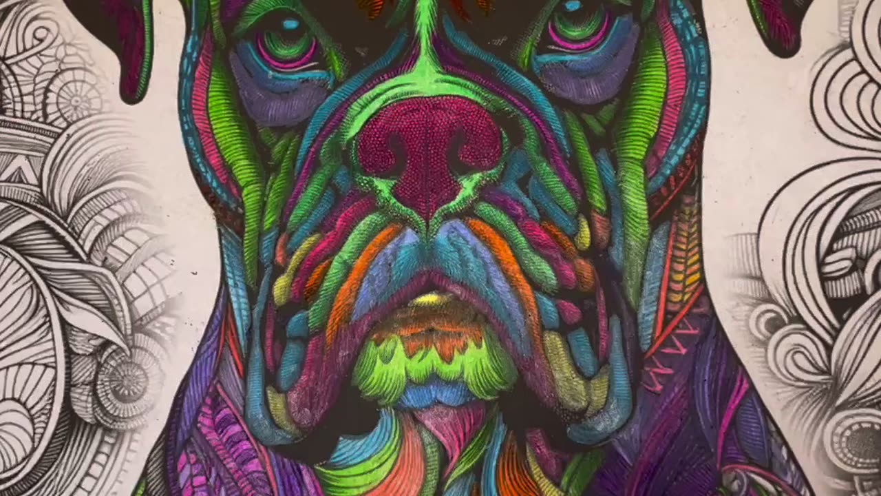 Boxer Dog Beautiful Rainbow Dog! Electric Colours Part 5