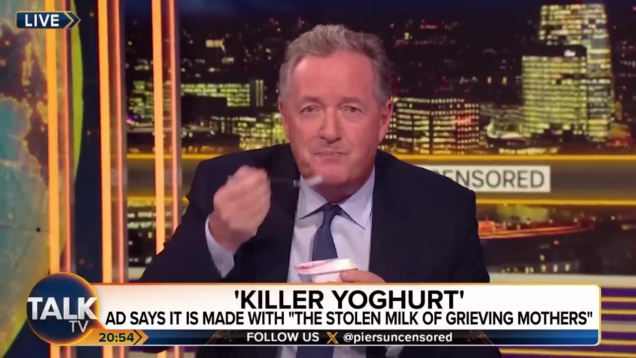 Piers Morgan eats yogurt in front of vegan in heated debate over 'hypothetical ' advert