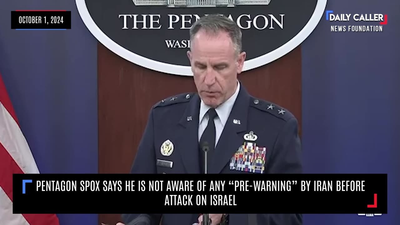 Pentagon SPOX Says He Is Not Aware of Any “Pre-Warning” by Iran Before Attack on Israel