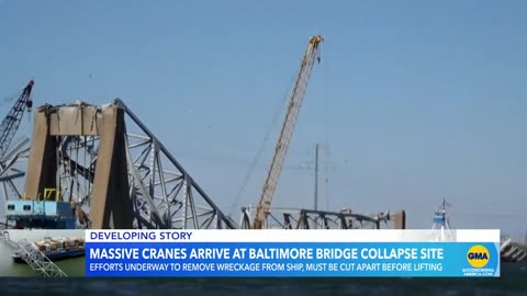 Cranes arrive at Baltimore bridge collapse