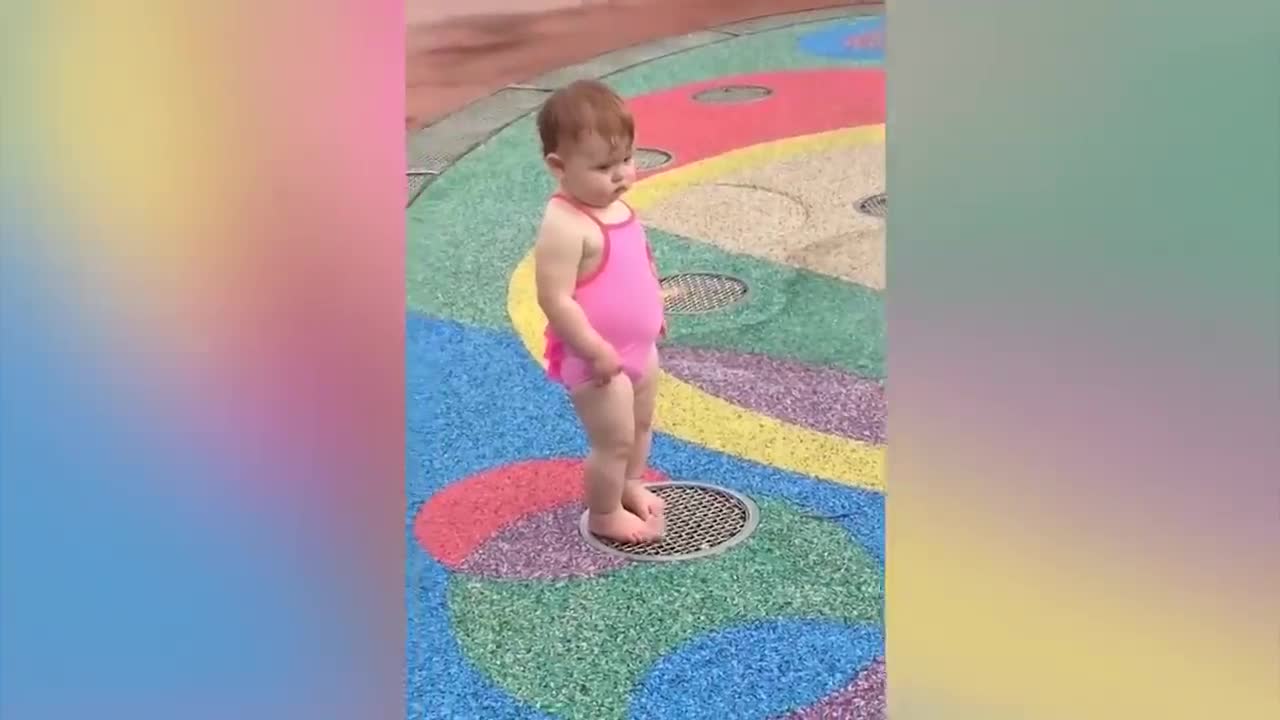 Funny Baby Playing With Water - Baby Outdoor Video