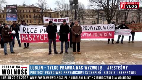 [LUBLIN] Manifestacja przeciw przymusowi szczepień, biedzie i bezprawiu. 22.01.2022. Relacja - skrót