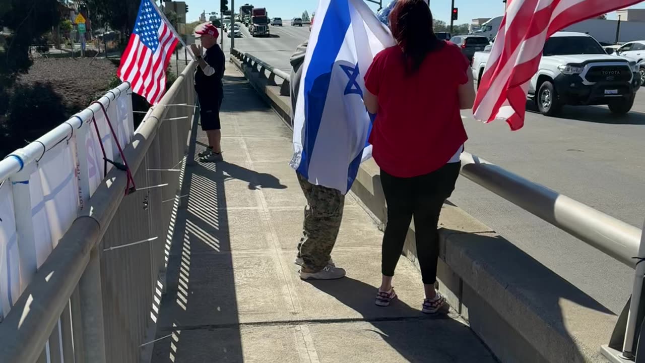 Trump Rally in Beaumont California on I-10 freeway. Oct 31st 2024