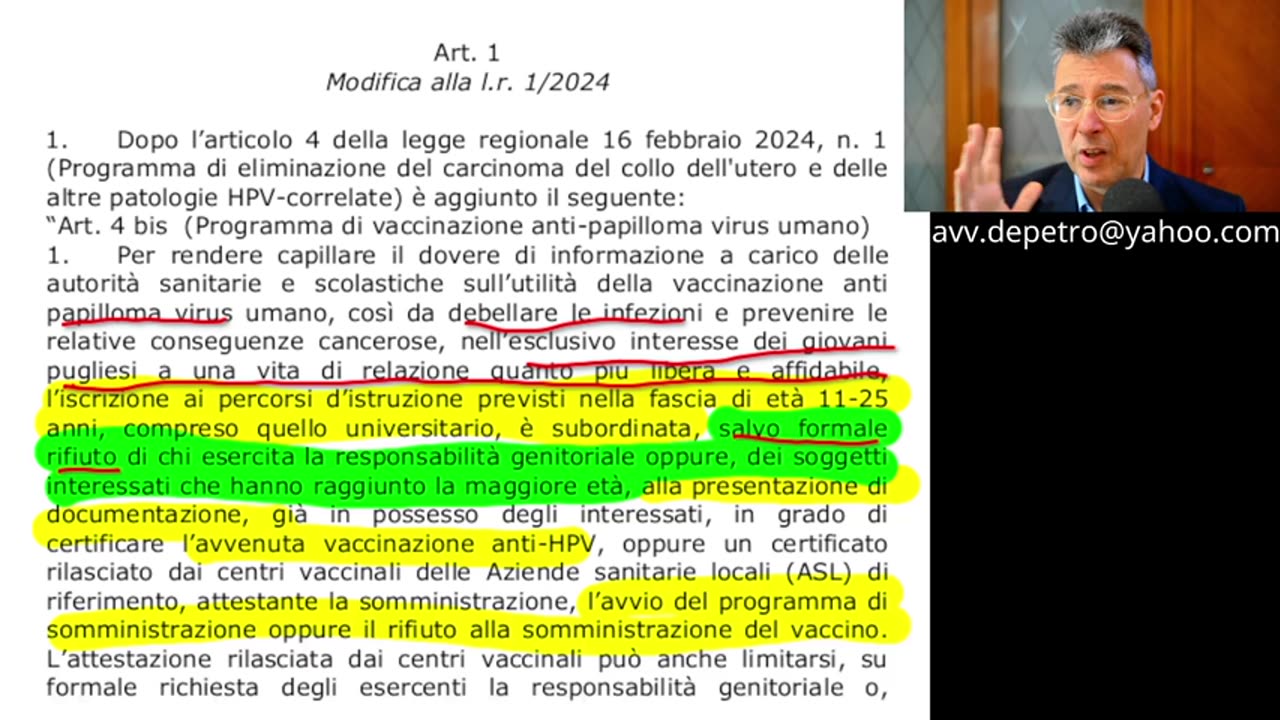 #AVVOCATO ROBERTO DE PETRO: “COMMENTO ALLA LEGGE DELLA REGIONE PUGLIA RELATIVA ALL'OBBLIGO VA(CC)GINALE PER IL PAPILLOMA VIRUS!!”👿👿👿 =Ma l'Immacolata Vincerà!!=😇💖🙏