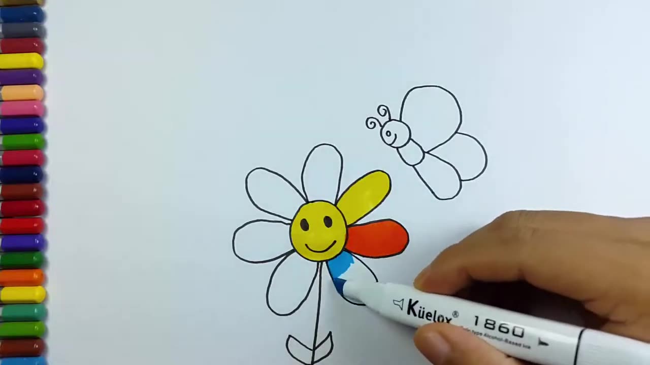 Flower Coloring Book and Drawing. Colouring Videos for Kids with Colored Markers