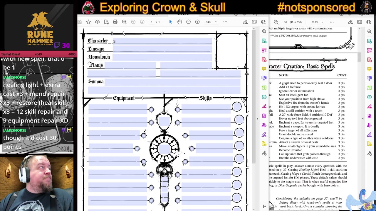 Crown & Skull RPG Character Creation Workshop: Near-Death Melee Elf & Cowardly Frog-Kin Mage