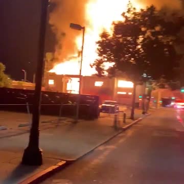 Abandoned church building fire in Santa Ana, California