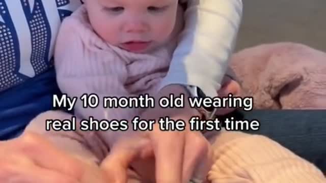 My 10 MONTH OLD wearing SHOES for the FIRST time!