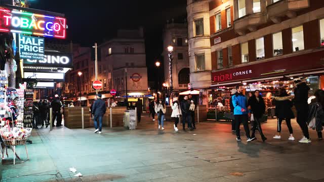 video people walking on s commercial street at nigh