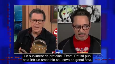 Robert Downey Jr. promoveaza faina de insecte la Stephen Colbert
