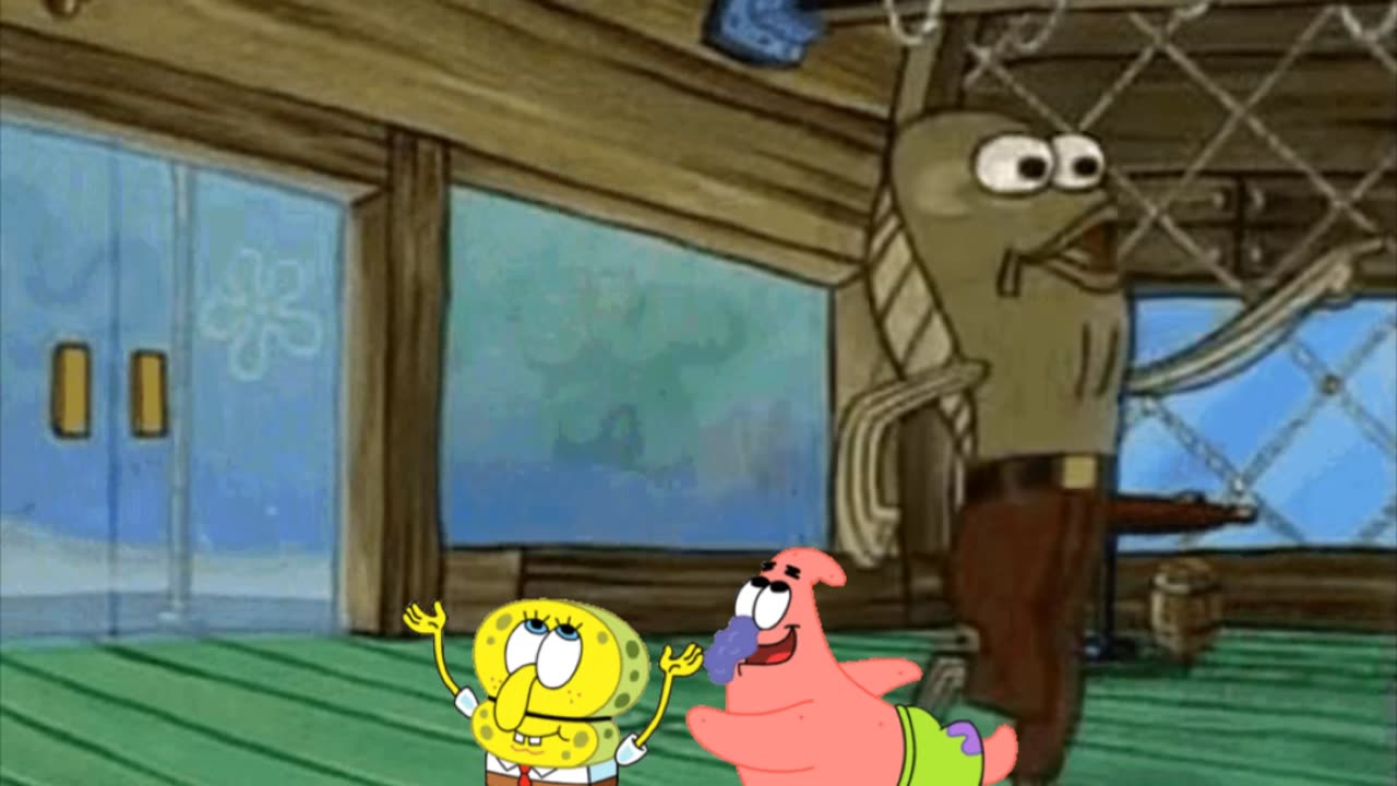 SpongeBob And Patrick Are Pretending To Be Imposters While A Customer Enters The Krusty Krab 🍔