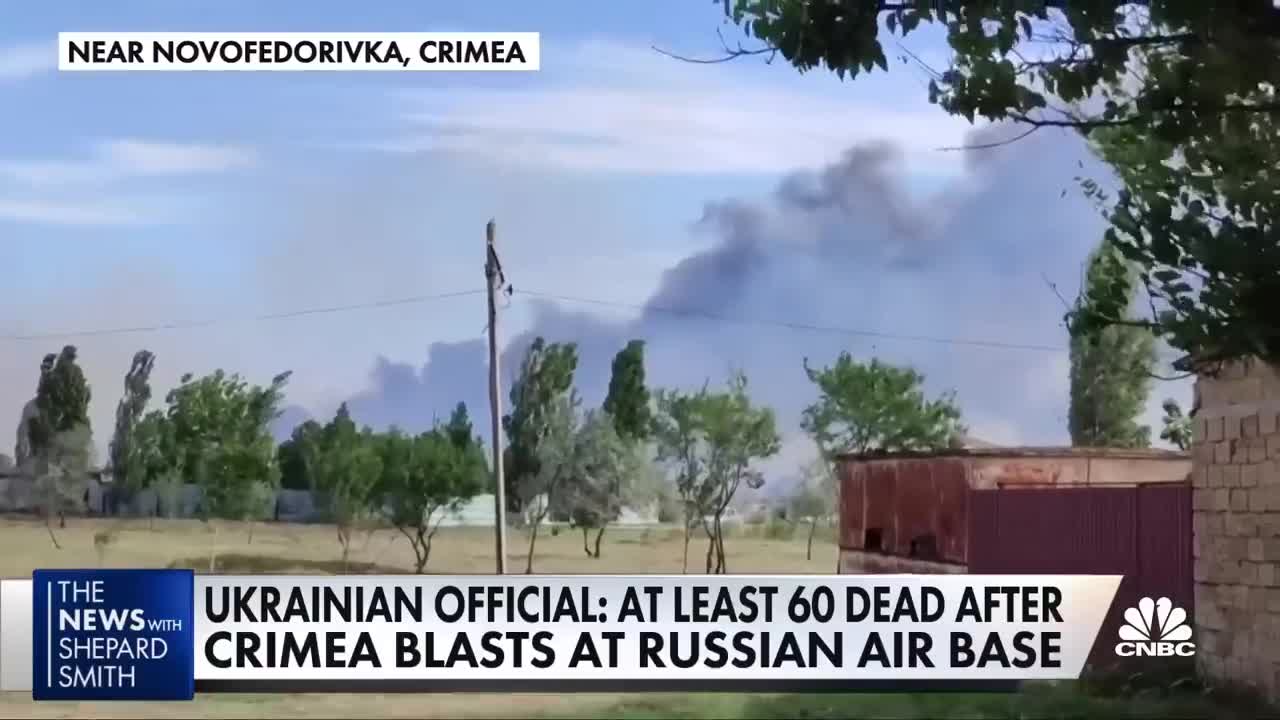 Ukrainians say at least 60 dead after blasts at air base in Crimea