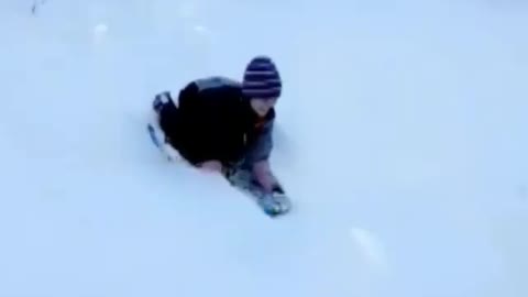 Collab copyright protection - girl purple hat sled faceplant snow