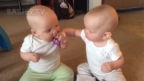 Funniest TWIN Baby Girls Fighting Over Pacifier