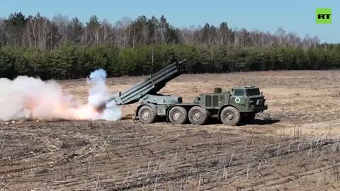 The combat work of the MLRS Hurricane on the artillery of Ukrainian nationalists