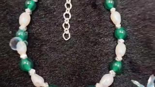 GN-20241022-04 Natural pearl and chrysoprase beads S925 silver fashion bracelet