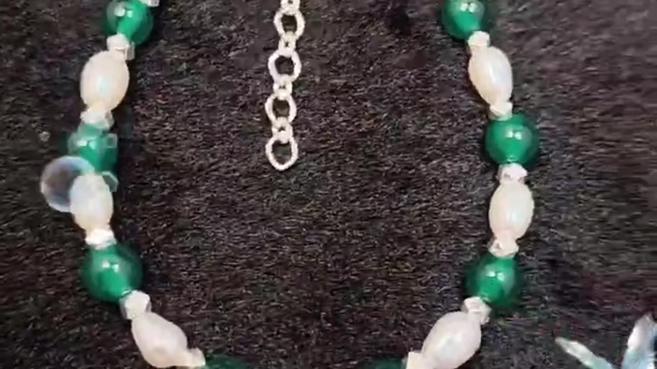 GN-20241022-04 Natural pearl and chrysoprase beads S925 silver fashion bracelet