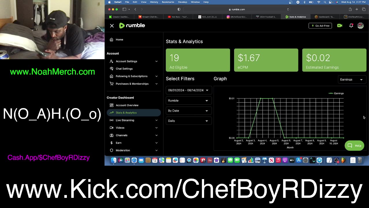 Chef Boy R Dizzy VLOG: @KickStreaming (O_o) #August #14 #2024 (O_o) www.Kick.com/ChefBoyRDizzy