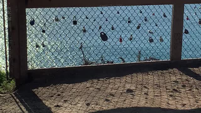 Locks of Love fence on Hwy 1 near San Simeon before the washed out portion of the highway.