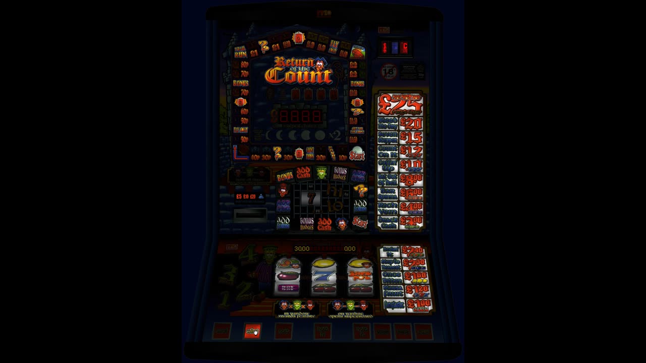 Return Of The Count £25 Jackpot Mazooma Fruit Machine Emulation