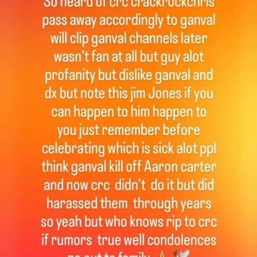 Rip to crc crackrockchris Christopher desousa final one 8/2/24🙏🕊