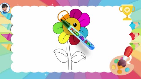 How to draw a rainbow flower | draw for kids