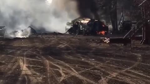 Additional footage of a destroyed Russian column