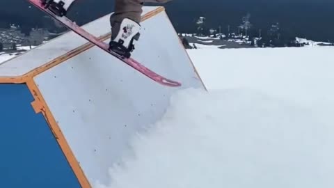 Ski teenager on snow mountain