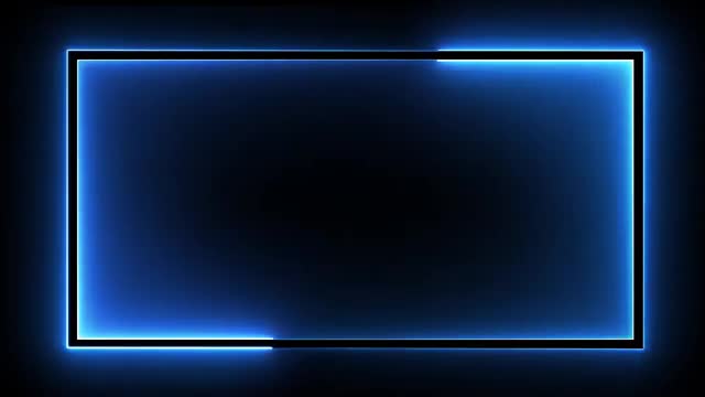 Blue neon light border Frames for video templates Light frame for black screen