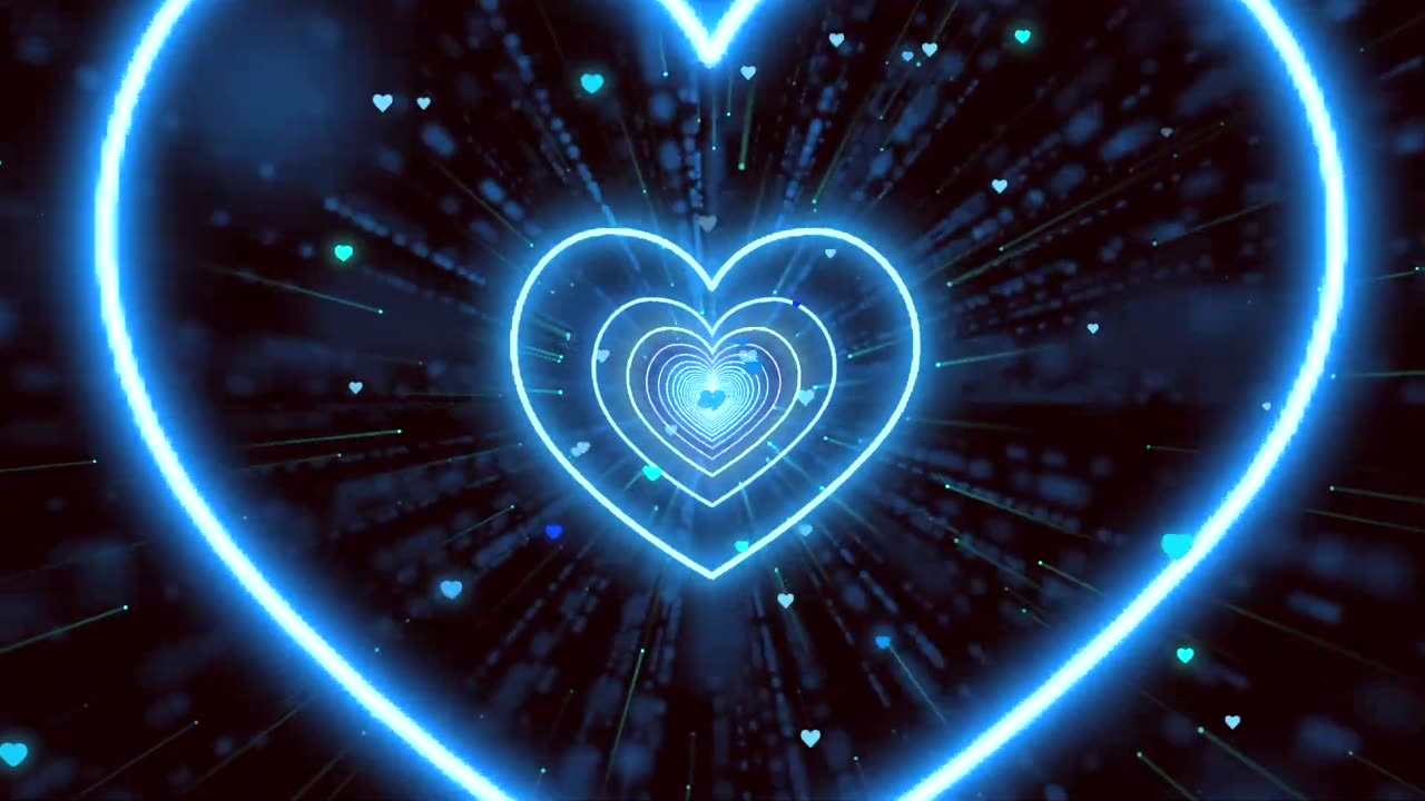 300. Neon Tunnel Background Video💙Love Heart Heart