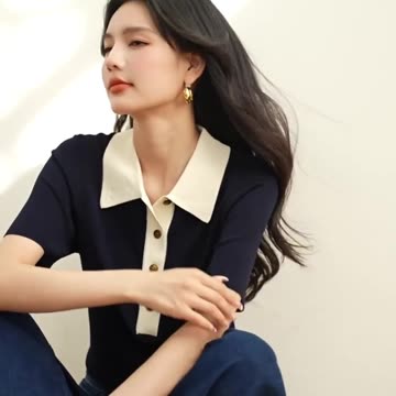 Women's Lapel Top 2024 Summer New T-shirt