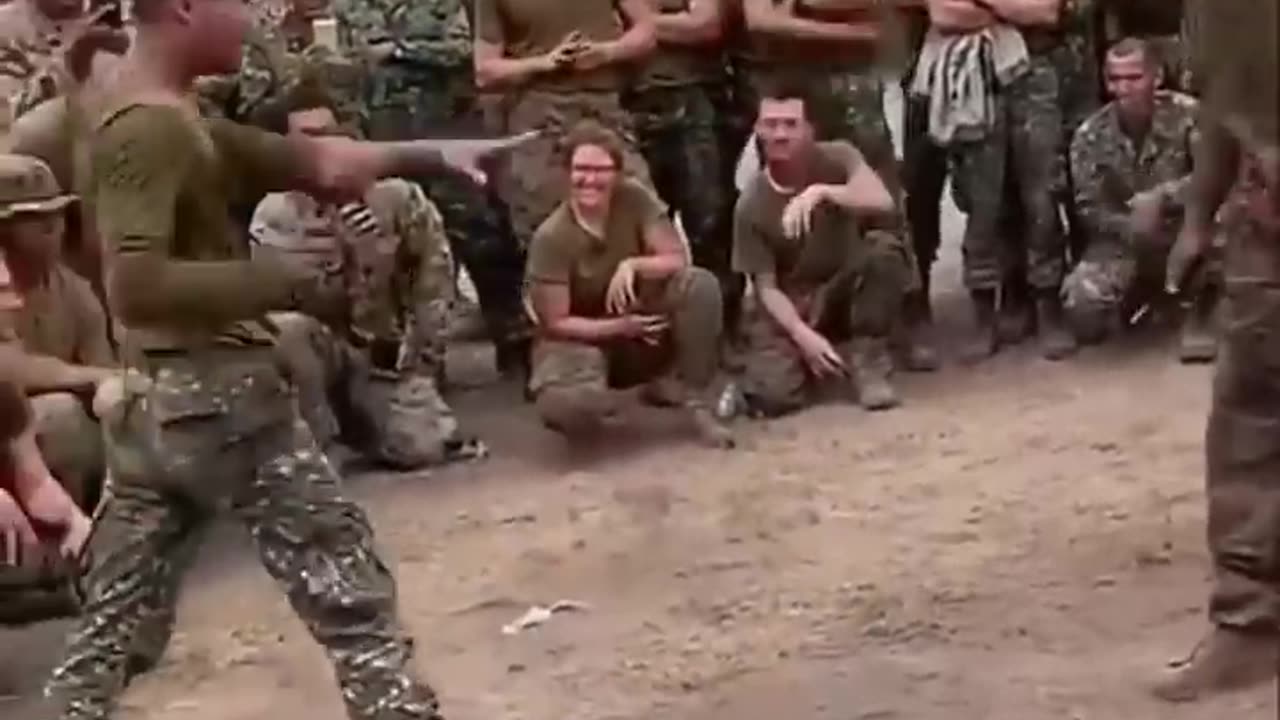 Friendly Knife Fighting Between Philippine Marine And USMC