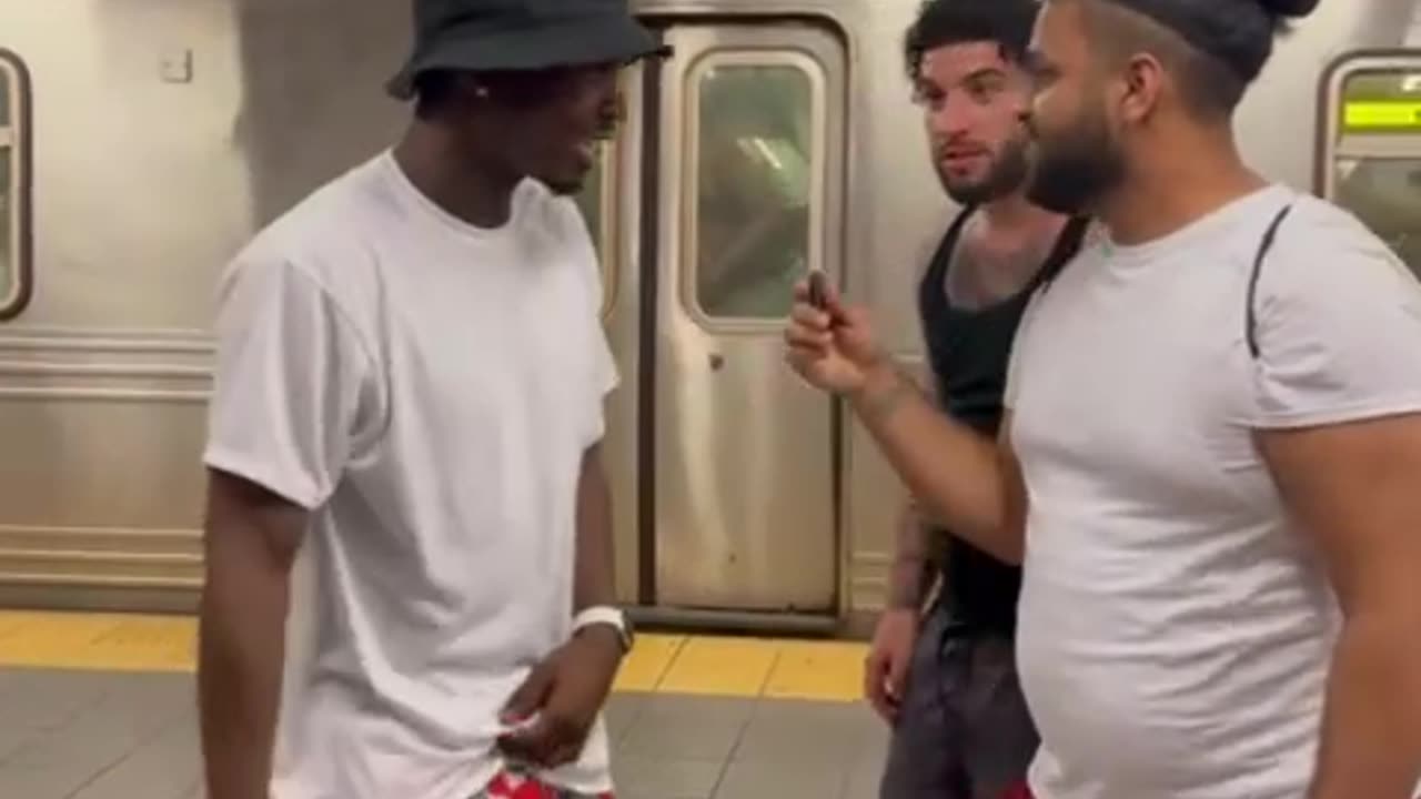 Bum Gets Hit by Water Balloon on Subway! 😂 #StreetComedy #NYC #FunnyShorts #LOL