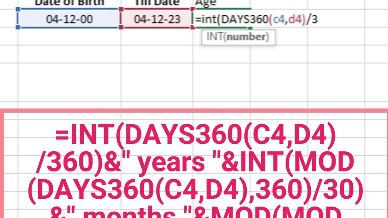 How to create age calcutlator in old versions of Microsoft excel