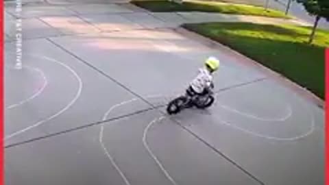 This kid won't stop riding his bike in his driveway so he does this